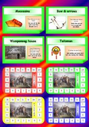 English Worksheet: Ultimate Thanksgiving game (Part 3/5): Object cards (The Wampanoag, Squanto, the Mayflower, Plymouth, the Pilgrim Fathers Each object provides a unique skill!!! ) + blue cards + Pilgrim counters + Squanto card. There are 162 new game cards!!! 