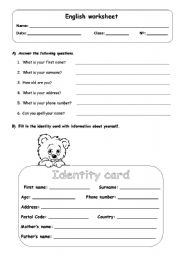 English Worksheet: Identity