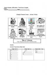 English worksheet: Simple Present - third person singular