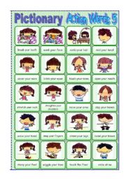 English Worksheet: Pictionary-Action Words 5/5
