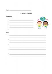 English worksheet: Recipe for Friendship Graphic Organizer