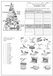 English Worksheet: Food, cooking verbs, quantifiers, imperative