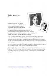 English Worksheet: John Lennon School life