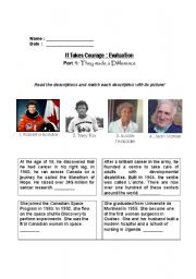 English Worksheet: Heroes: People who made a difference reading activity