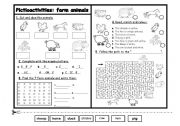 English Worksheet: Pictioactivities: farm animals