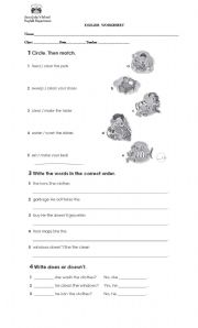 English Worksheet: chores