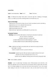 English Worksheet: Lesson Plan : cant stand +verb+ing