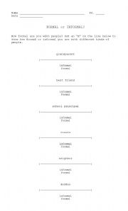 English worksheet: Formal or Informal?