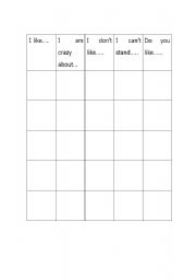 English Worksheet: Likes and Dislikes