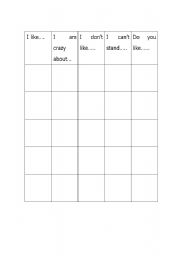 English worksheet: Likes and Dislikes