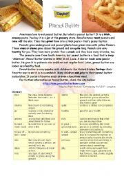 English Worksheet: Peanut Butter - One of Americans habits