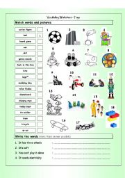 English Worksheet: Vocabulary Matching Worksheet - TOYS