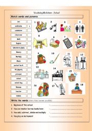 English Worksheet: Vocabulary Matching Worksheet - SCHOOL