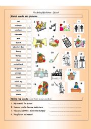 Vocabulary Matching Worksheet - SCHOOL