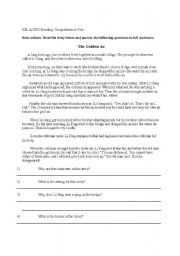 English Worksheet: ESL short story reading comp test