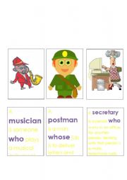 English worksheet: Jobs and Relative Clauses Memory Game 7. 