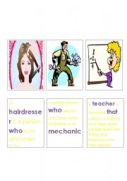 English worksheet: Jobs and Relative Clauses Memory Game 8. 