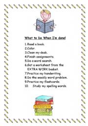English Worksheet: When Im done....