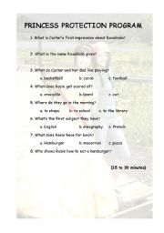 English worksheet: PRINCESS PROTECTION PROGRAM 15 TO 30 MINUTES