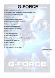 English Worksheet: G-FORCE