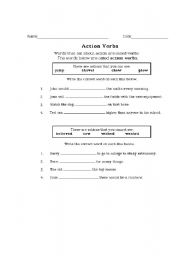 English Worksheet: Action verbs