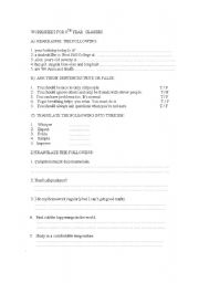 English Worksheet: workshheet 8th grades
