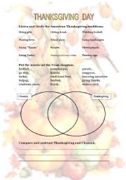 English worksheet: Thanksgiving Day and Chuseok