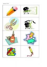 English Worksheet: Classroom objects and verbs