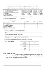 English worksheet: English 4th for QAT tests