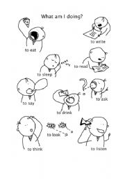 English Worksheet: What an I doing?  First verbs