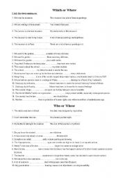 English Worksheet: relative pronouns