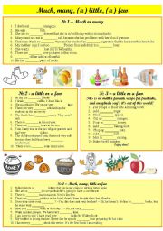 English Worksheet: Much, many,(a) little, (a) few