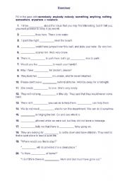 English worksheet: indefine pronouns