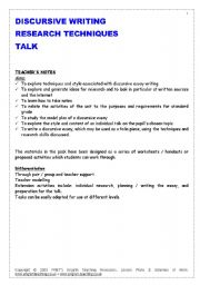 English Worksheet: discursive writing