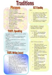 English Worksheet: Traditions (Part 1/3). Prepare for Exams: IELTS and TOEFL