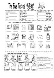 English Worksheet: The Five Tastes