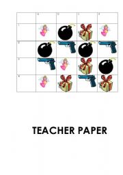 English Worksheet: Angels and Bombs game on Present Continuous (future)