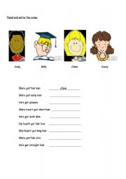 English Worksheet: Face and hair descriptions