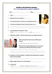 English worksheet: Aung San Suu Kyi (Part 1) - Answer key included
