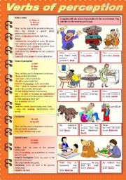 English Worksheet: Verbs of perception (fully editable)