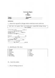 English worksheet: Teaching with songs/ Lovers in Japan