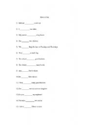English Worksheet: Have or Has