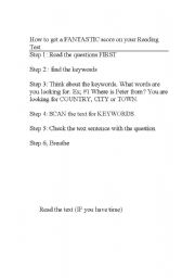 English worksheet: Reading Test Skills 