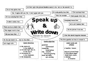 English Worksheet: Speak up and write down