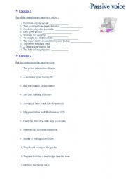 English worksheet: Passive voice exercices