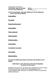 English worksheet: Goin to Chicago Film Guide