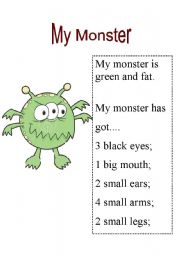 English Worksheet: My monster