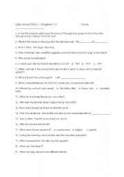 English Worksheet: Animal Farm Quiz Chapters 1-3