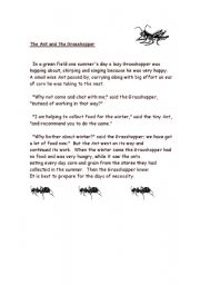 English worksheet: The ant and the grasshopper