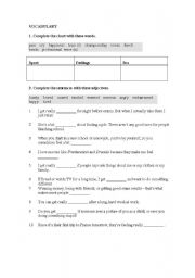 English worksheet: VOCABULARY